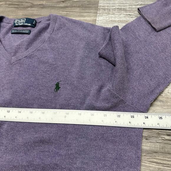 Vintage 90s Polo Ralph Lauren Purple Mens XL Mini Pony Cashmere Knit Sweater - Picture 7 of 10